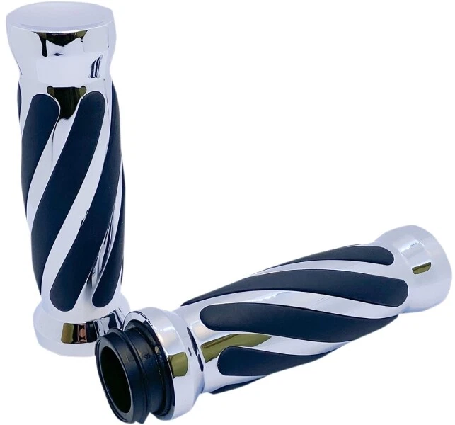 Pro-One 490011 Chrome Custom Twisted Rubber Grips TBW Harley Big Twin 08-23 - Image 1 of 1