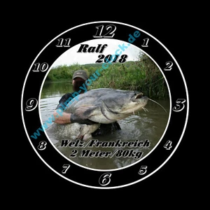 individuelle Wanduhr " Angeln / Fisch / Fischen Rute Rolle " verschiedene Größen - Bild 1 von 9