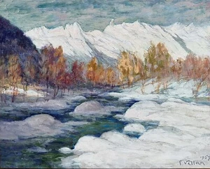 Felice Vellan (Torino 1889-1976)"Courmayeur,Valle D'Aosta 1957" Neve, nevicata. - Imagen 1 de 24