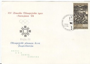 Yugoslavia Olympic Games Sarajevo 1984 Olympic card with cancel Senta