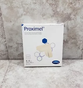 5 Stück umrandeter Schaum Silikon Verband Quadrat Steril Proximel 6 x 6 Ablaufdatum 01/2026 - Bild 1 von 14