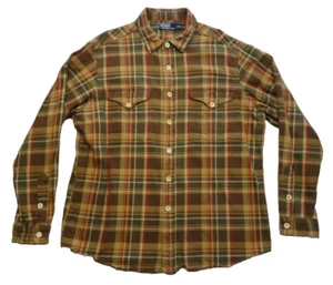 Polo by Ralph Lauren XL Flannel Long Sleeve Button-Down VTG RL Brown Plaid 90s - Picture 1 of 10