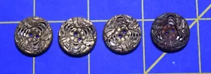 2732 4 Antique 2-part metal buttons, mirror back, filigree - Picture 1 of 1