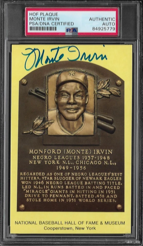 Monte Irvin Autograph Signed New York Giants HOF Postcard Plaque - PSA/DNA - Image 1 of 1
