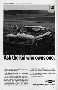 1969 Chevy Camaro SS Sport Coupe RS "Ask the Kid Who Owns One" Original Print Ad - Picture 1 of 1