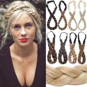 REAL Natural Hair Band Plaited Headband Braided & Elastic Band Hair Extensions - Picture 1 of 40