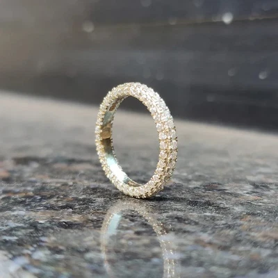 Round Cut 5Ct Natural Diamond Engagement Eternity Band in 14K Yellow Gold - Image 1 of 4