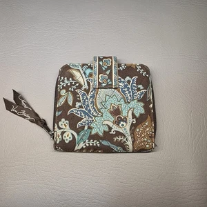 Vera Bradley Java Blue Folding Snap Close Wallet - Picture 1 of 8