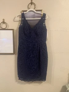 Blue Lace Summer Sleeveless Dress Size 14 From Davids Bridal - Picture 1 of 10