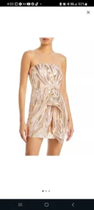 Ramy Brook Blush With Metallic Gold and Silver Dress Size 4 - Picture 1 of 6