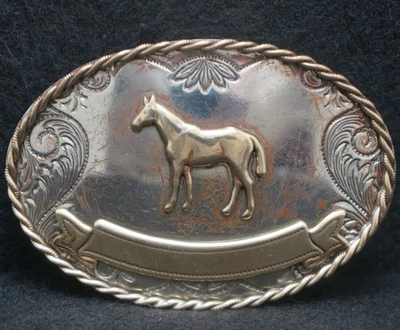 XD11112 HEBILLA DE CINTURÓN DE NÍQUEL ESTILO TROFEO ANIMAL WESTERN VINTAGE AÑOS 70 ***CABALLO*** Foto 1 de 2
