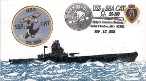 USS Sea Cat SS-399, Hand painted cover by Edwards- Reunion special cancel 2003 - Picture 1 of 2