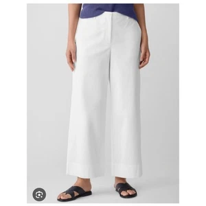 Eileen Fisher 100% Leinen Plissee Wide Leg Hose Pant Weiß Medium - Bild 1 von 11