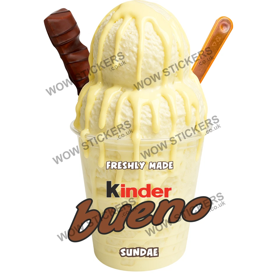 WOW Kinder Bueno Eisportionierer Eisbecher Aufkleber Anhänger Eiswagen Laden Decals