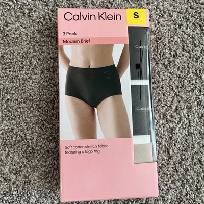 Calvin Klein Woman 3-Pack Modern Brief Cotton Underwear SMALL - Image 1 of 3