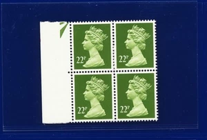 SG X1015 1988 22p amarillo-verde (2 bandas) (ex DX9) UG56 marginal negro (4) MNH pnll - Imagen 1 de 2