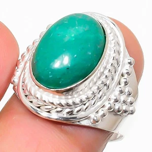 Green Malachite Gemstone Handmade 925 Sterling Silver All Size Ring For Gift - Picture 1 of 1