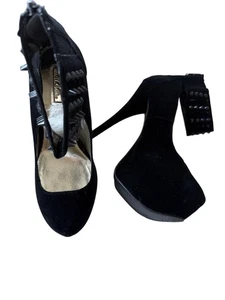 NEU Wild Pair super hohe Plateau-Absätze mit Stacheln schwarz Wildlederimitat Größe 7 - Bild 1 von 12