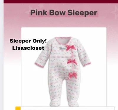 Pijama para dormir Bitty Baby American Girl Doll rosa con lazo Foto 1 de 4
