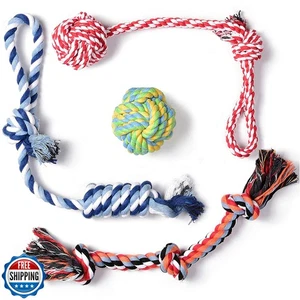 Fida Dog Rope Toys 4 Pack, Puppy Teething Sturdy Cotton Chew Tug Ropes Indoor - Picture 1 of 5