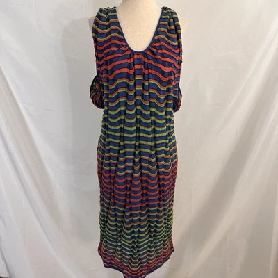 Vestido midi M Missoni para mujer de algodón y lino a rayas sin mangas talla mediana Foto 1 de 4