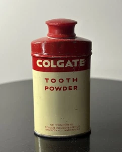 Vintage Colgate Tooth Powder Metal Tin Plastic Cap 3/4 oz Unusual Size Empty - Picture 1 of 8