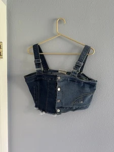 Jolie & Joy Damen Crop Top Jeansblau Large - Bild 1 von 3