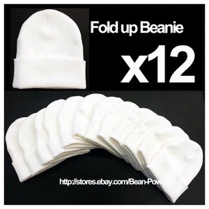 **BLANCO** LOTE AL POR MAYOR DE 12 SOMBREROS GORRO PLEGABLES LARGOS EN BLANCO LISO - Imagen 1 de 1