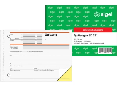 Sigel Quittung Quittungsblock SD021,SD120, SD121 **SPARVERSAND**