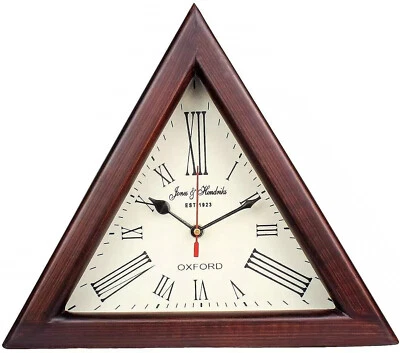 12" inches Triangle Wooden Clock Wooden Triangle Wall Clock Decorative Gift - Image 1 of 4