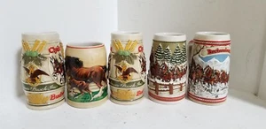 LOT OF 5 - BUDWEISER Christmas COLLECTIBLE BEER MUGS - VERY NICE!!! - Picture 1 of 8