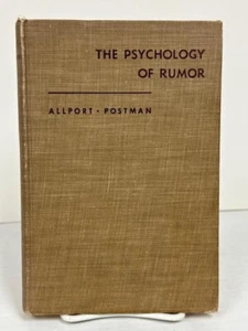 THE PSYCHOLOGY OF RUMOR BY ALLPORT & POSTMAN, HARVARD UNIV (1948, HC)-VG VINTAGE - Bild 1 von 17