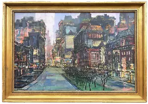 Midcentury Park Ave NYC Painting by EDWARD ARTHUR ANDERSON (1923-2005, American) - Picture 1 of 7