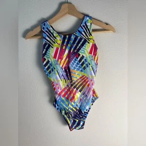 J·E Sterguard One Piece Open Back purple stripe Swimsuit 12- XL NWT - Picture 1 of 6