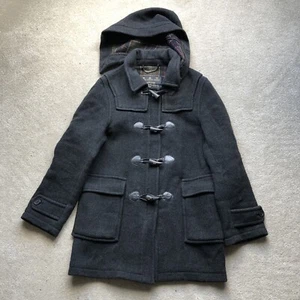 Barbour Vintage Women’s Wool Tartan Lined Duffle Coat Grey Size 10 - Picture 1 of 21