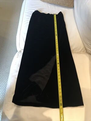 $278 NUEVO Eileen Fisher Pequeño Negro Largo Seda Terciopelo Abrigo Falda Terciopelo Elástico Foto 1 de 4