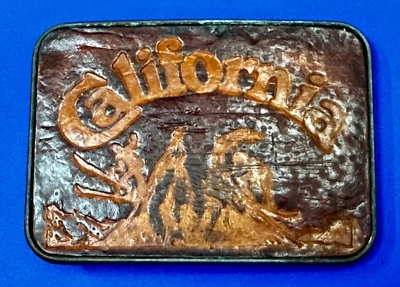 The Great State of California - Hebilla de cinturón retro marrón imitación cuero/latón Foto 1 de 4