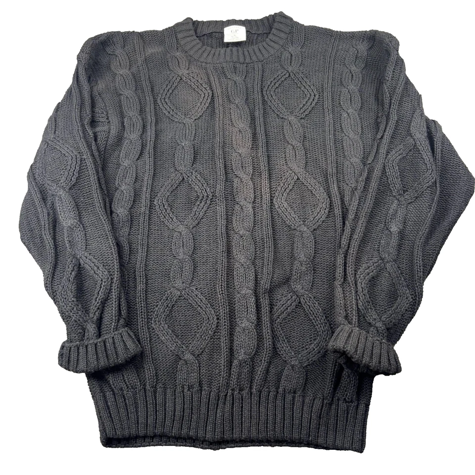 Vintage 90's Generra Sweater Mens XL Gray Ramie Cable Knit Crew Neck Fisherman - Image 1 of 4