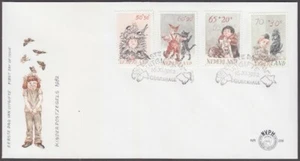 PAÍSES BAJOS Sc #B581-4 FDC NIÑOS y ANIMALES - Imagen 1 de 1