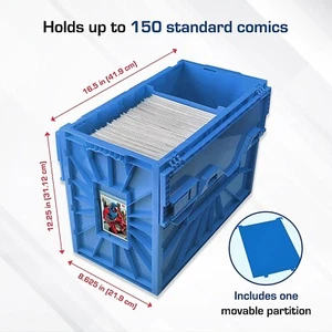 1 BCW Blue Short Comic Book Bin HeavyDuty Plastic Stackable Box Ho1ds 150 Comics - Picture 1 of 7