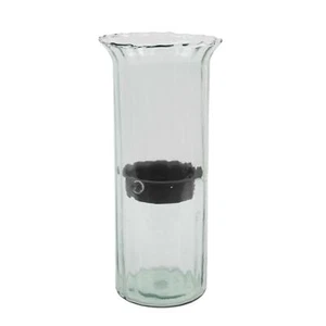 Ribbed Clear Glass 19 in Candle Hurricane Rustic Pillar Holder Display Vase - Picture 1 of 4