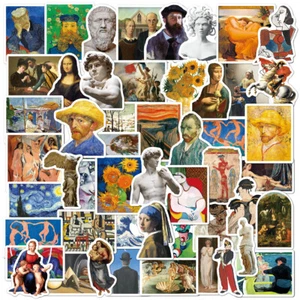 52Pc Sunflower Vinyl Stickers Oil Painting Art Works Van Gogh Picasso Mona Lisa - Picture 1 of 12