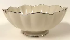 Vintage Lenox Ivory Cream Candy Bowl Dish Porcelain candy dish Silver Trim - Picture 1 of 5
