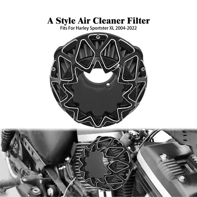 Black Cross Air Cleaner Filter Gray Intake For Harley Sportster 883 1200 48 72 - Image 1 of 4
