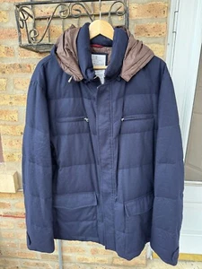$5695 BRUNELLO CUCINELLI Cashmere Wool Down Hooded Jacket Coat Blue XL XXL Men's - Picture 1 of 5