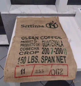 BURLAP CLEAN SACCO CAFFÈ SACCHETTO SERTINSA CLEAN CAFFÈ GUATEMALA 150 LIBBRE CAROLL 3 PIEDI + - Foto 1 di 6