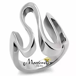 High Polished Stainless Steel 316 Wave Cocktail Fashion Ring Women's Size 5-10 - Picture 1 of 4