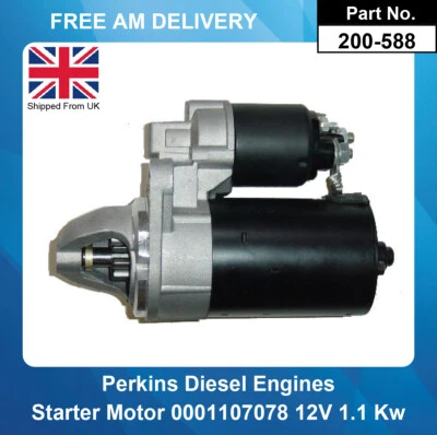 Starter Motor for JCB  8014, 8015, 8016 Perkins 3 Cylinder 714/36700 0001107078 - Image 1 of 4