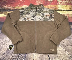 Yukon Gear Mens Camo Fleece Hunting Jacket Sz Large Full Zip Coyote Brown Bomber - Picture 1 of 13