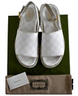 🆕️GUCCI White Beige GG SUPREME SLINGBACK PLATFORM Sandals Shoes EU-41.5 US-11.5